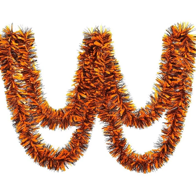 6 Pezzi Halloween Tinsel Garland Ghirlanda Nera e Arancione Lucida Decorazi D4X9
