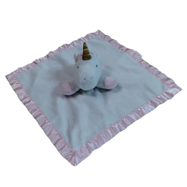 Manta de seguridad para bebé Cloud Island blanca unicornio rosa adorno satinado amoroso