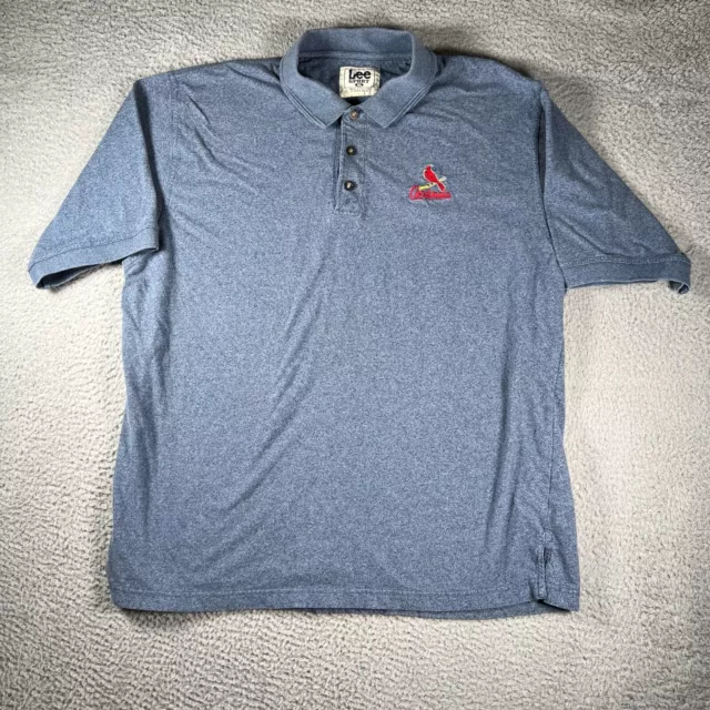 Lee Sport Polo Shirt Mens XL Blue Collared Short Sleeve Saint Louis Cardinals