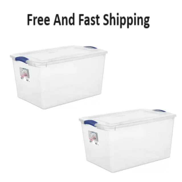 Sterilite Storage Box 16 Quart Container Plastic White Lid Clear Base,  12-Pack