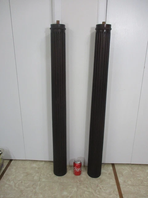 Antique  1900's Wood Fluted Pillars Structural Columns BAR  SALVAGE Mahogany ?