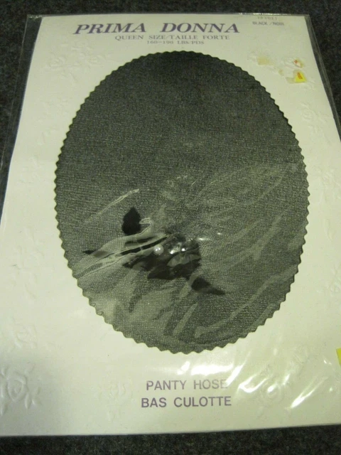 Pantyhose PRIMA DONNA Black /w Flower Accent Queen 160 - 190 lbs. SEALED