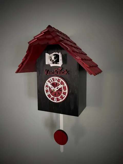 Reloj de cuco moderno diseño reloj de cuarzo reloj de cuco negro rojo reloj de cuco