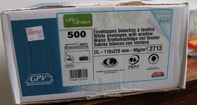 GPV 500 Enveloppes, DL, 110 x 220 mm, avec fenêtre à droite