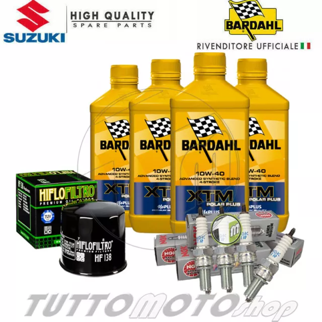 Tagliando SUZUKI GSX-R 600 2008-2018 Kit Olio Bardahl XTM 10W40 + Filtro Candele