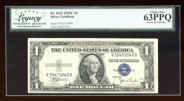 DBR 1935-C $1 Silver Fr. 1612 VD Block Legacy 63 PPQ Serial V55473240D