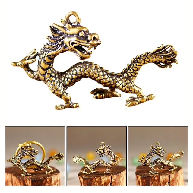 Figurine Décorative Dragon En Laiton Doré - Ornement Chinois - Dimensions 22,5x1,9x1,9 Cm - Neuf