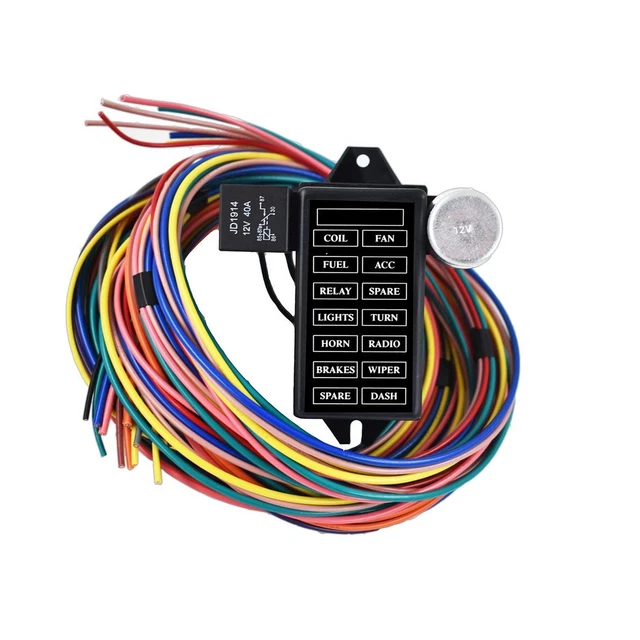 labwork-Parts New 14 Circuit Fuse Universal Wire Harness Muscle Car Hot Rod S...
