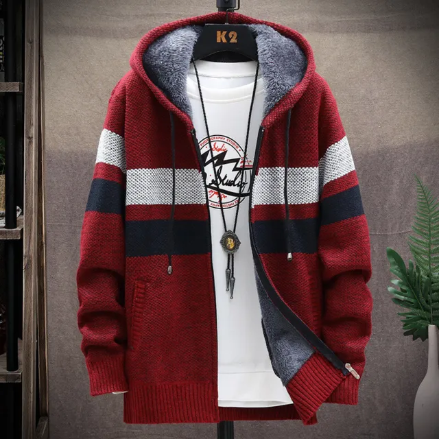 Men Thick Warm Fleece Lined Hooded Hoodie Winter Zip Up Coat Jacket Sweatshirt☆