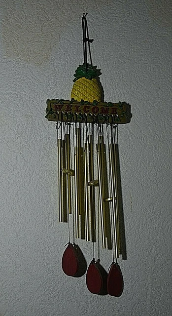 Ancien Carillon De Porte éolien – Sonnette à Ficelle Et Heurtoir Vintage