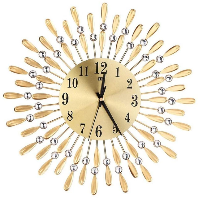 15 3D Gran Reloj de Pared Brillante Pedrería Sol Moderno Salón P9A3