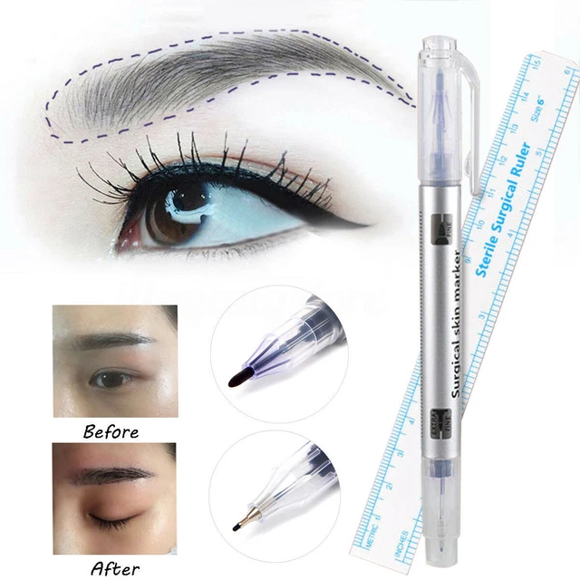 Pluma de marcado Microblading semipermanente maquillaje cejas tatuaje impermeable + regla