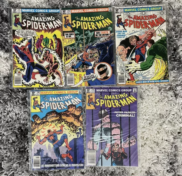 Amazing Spider-man 5x Book Marvel Comics Bronze Age Lot 215-219 Madame Web 1981