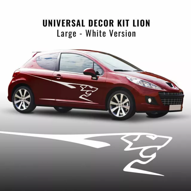 Kit de Decoración Adhesivo Peugeot 207 León Blanco para Lados 220 cm