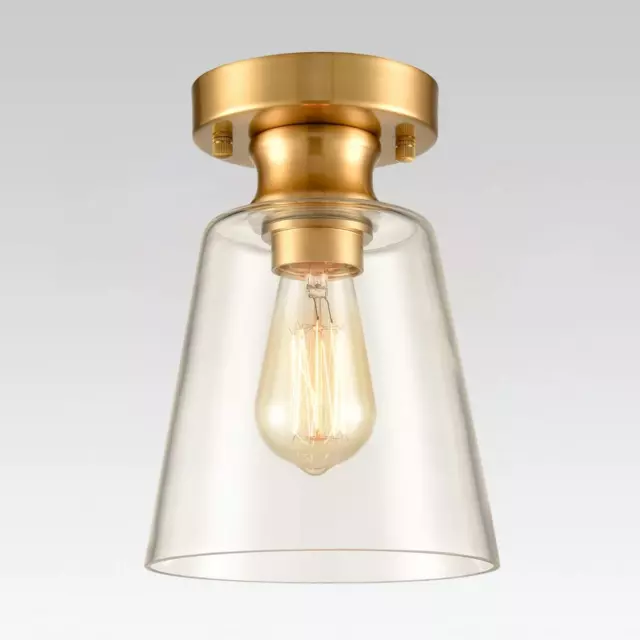 Lighting Glass Shade Modern Brass Ceiling Light Flush Mount Fixture