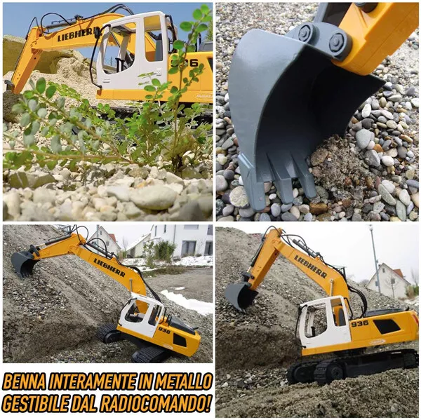 Escavatore Cantiere Cucchiaio Metallo Cingolato Radiocomandato Liebherr R936 Rc 3