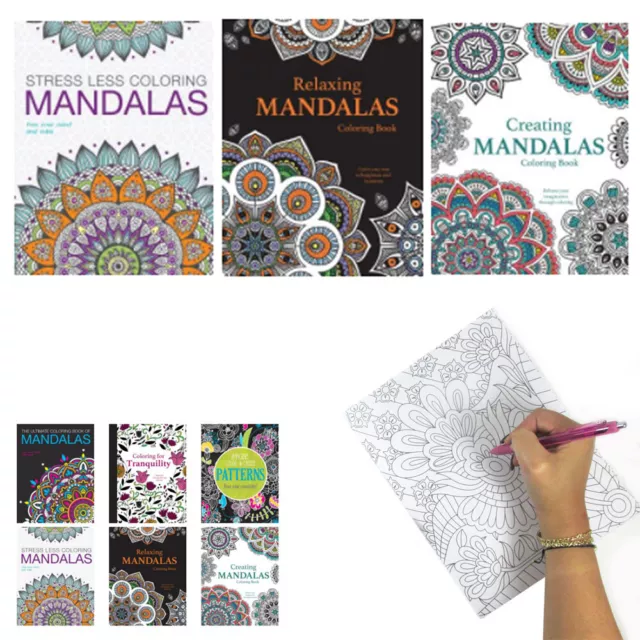 3 Mandala Adult Coloring Books Calming Stress Relieving Relax Designs Paperback