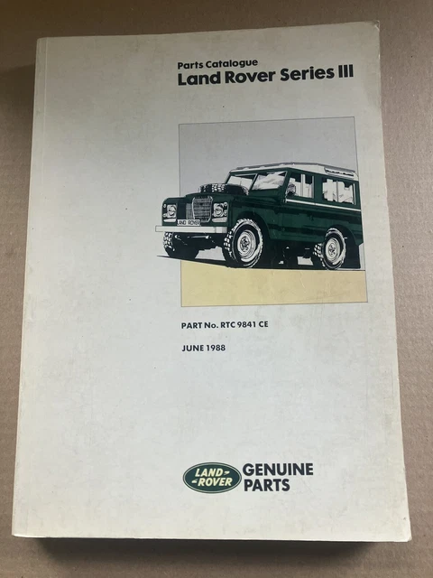 Pic Click Land Rover GENUINE LAND ROVER Series 3 Parts Catalogue Manual June 1988 Edition £ ...