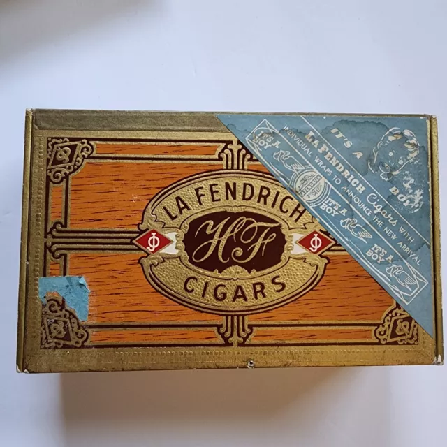 Vintage LA FENDRICH Cigar Box Favorita 1950s Evansville Indiana With Wraps