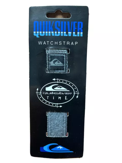 Vintage Quiksilver Time Watchstrap Watch band Hook And Loop 18mm Grey/Black