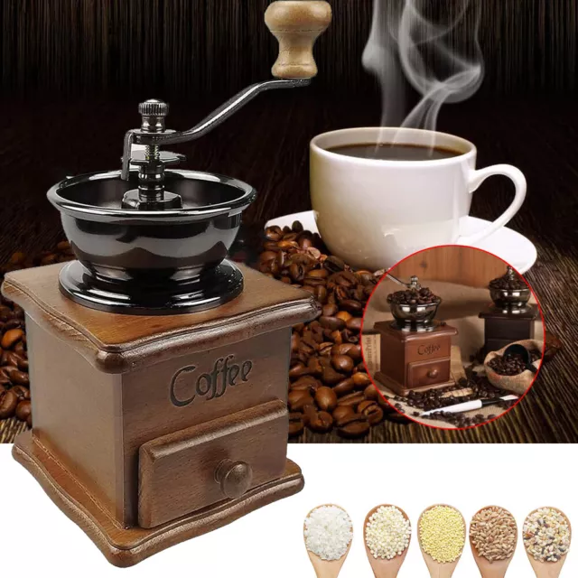 Wood Manual Coffee Grinder Vintage Hand Crank Coffee Mill Hand Coffee Grinder UK