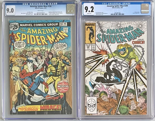 Amazing Spider-Man #156 CGC 9.0 1st Mirage & #299 CGC 9.2 Venom Cameo  Lot of 2