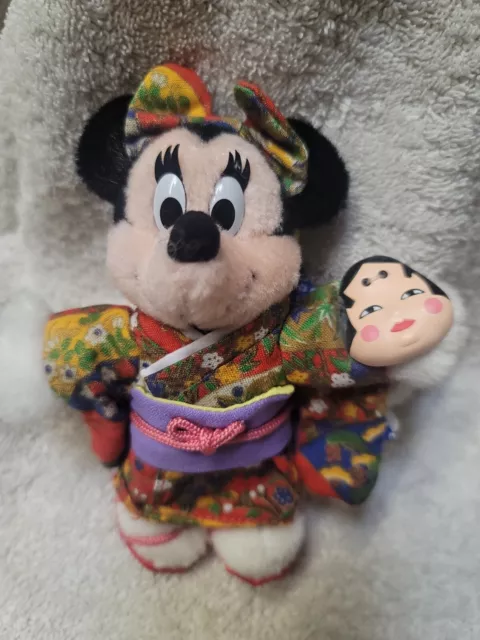 Minnie Mouse Furisode Kimono W/ Mask Plush Pin Japan Disney Tokyo Resort