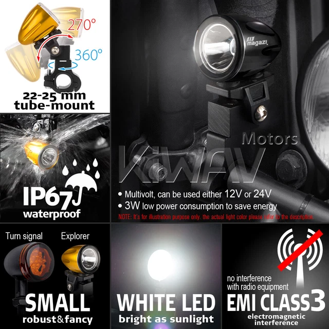 mini LED lampe spot feu de route noir 22-25mm diameter bumper pour Bristol 405