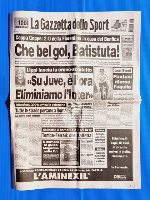 Gazzetta Dello Sport 17 Mai 1997 – Zola Bugno Pantani Juventus Klinsmann