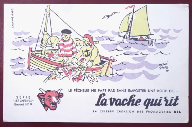 Buvard - La Vache Qui Rit - Les Métiers - Le Pêcheur N°9 - Variante Couleurs -