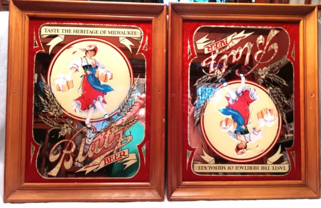 Lot of 2 Vintage Blatz Beer Mirrors