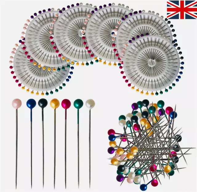 40-400Pcs Pearl Round Head Pins Wedding Decorating Corsage Dressmaking Sewing UK