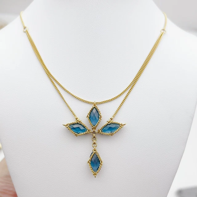 Anthony Nak 18K Yellow Gold Blue Topaz Chain Mail Necklace Anthony Nak 18K Yellow Gold Blue Topaz Chain Mail Necklace
