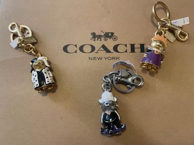 NWT Coach X Disney Villains Evil Queen Ursula Cruella Bear Bag Charm Key Ring