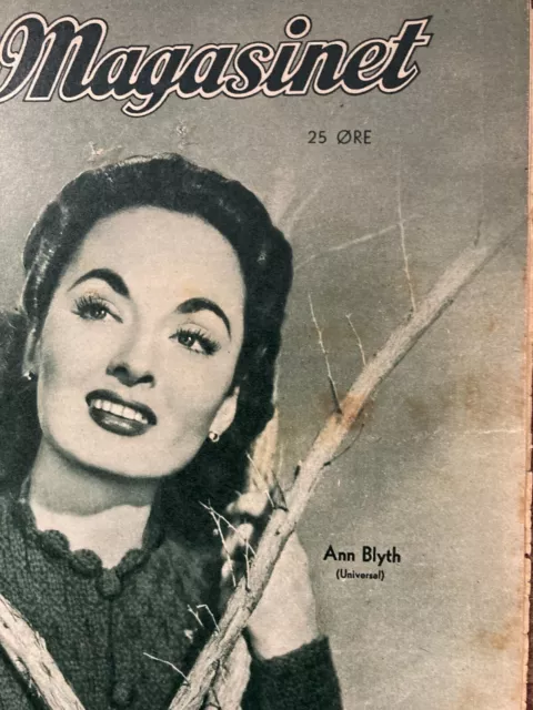 Ann Blyth Front Cover 1950s Complete Antique Danish Magazine "Uge-Magasinet" 2