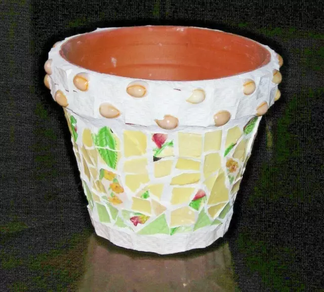 Fit of Pique Hand Made Mosaic Garden Pot CARLTON WARE Yellow 6" 2