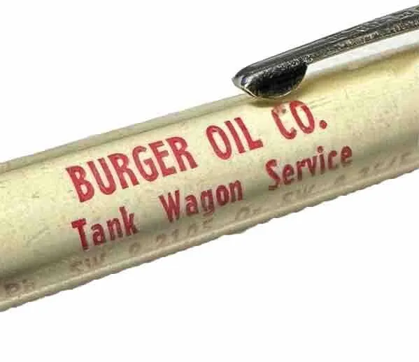Vintage Home Kansas Burger Oil Company Mobil Gasoline Gas Advertising KS Pen