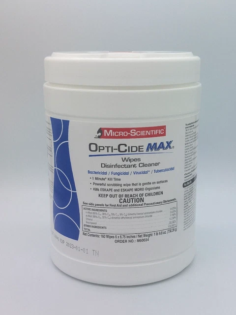 Micro-Scientific Opti-Cide MAX160 Wipes Exp 2023/01/01 Fast Shipping