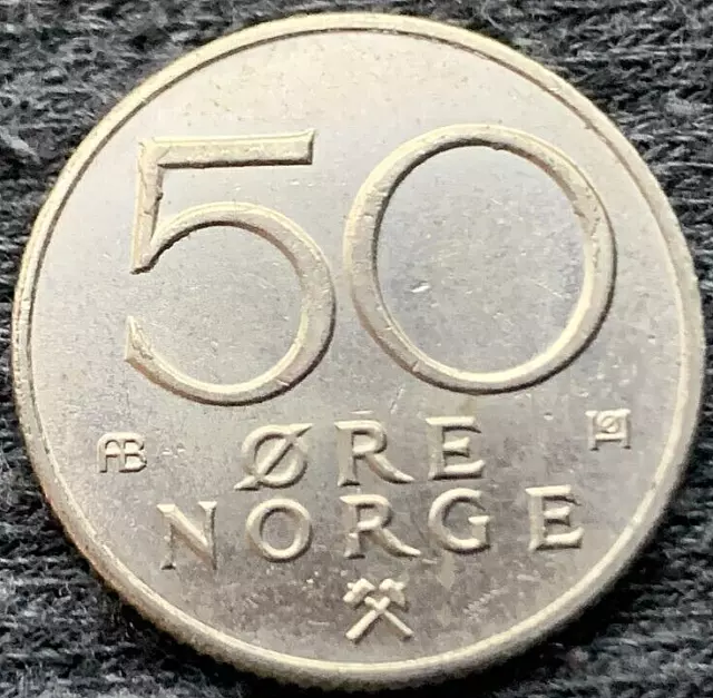 1979 Norway 50 Ore Coin AU UNC  High Grade Circulated  #X183