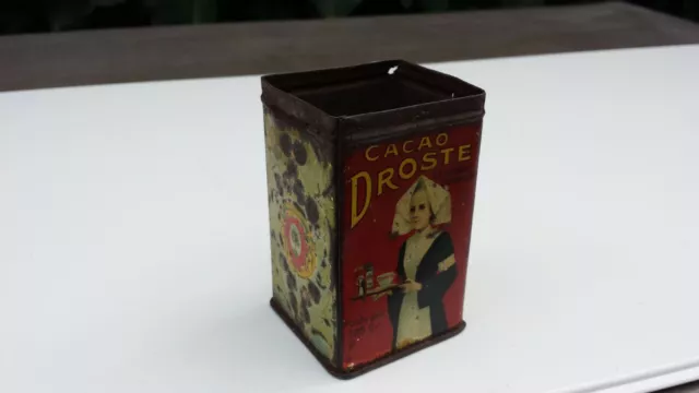 Ancienne petite boîte en tôle lithographiée CACAO DROSTE 125 g