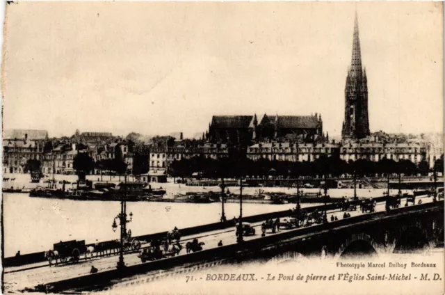 CPA AK BORDEAUX - The Stone Bridge and the Church of St-MICHEL (65546)