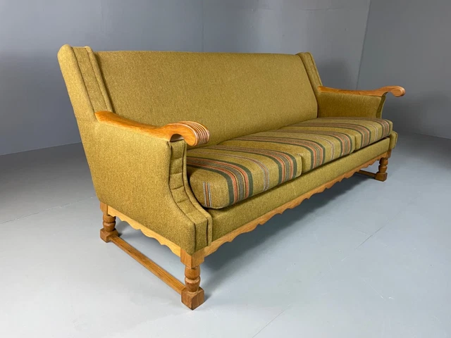 EB5199 Vintage Skippers 3 Seat Sofa with Oak Arms and Base Retro Vintage V3SS