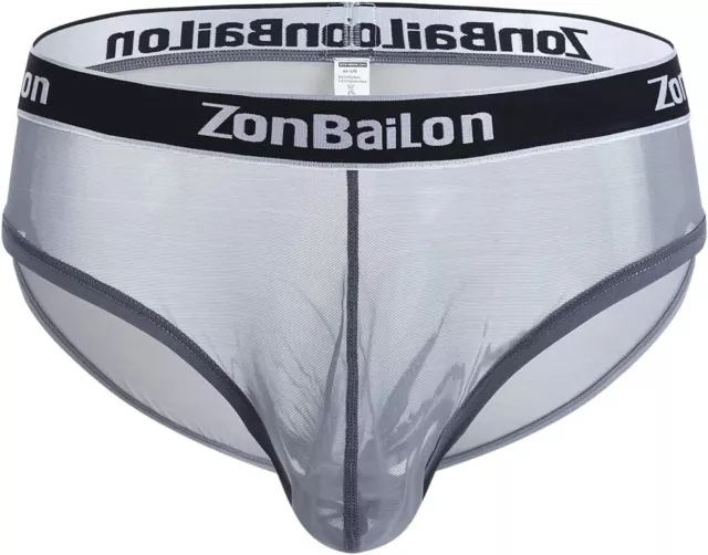 ZONBAILON Men's Sexy Mesh Bikini Briefs Low Rise Underwear Bulge Pouch for Man