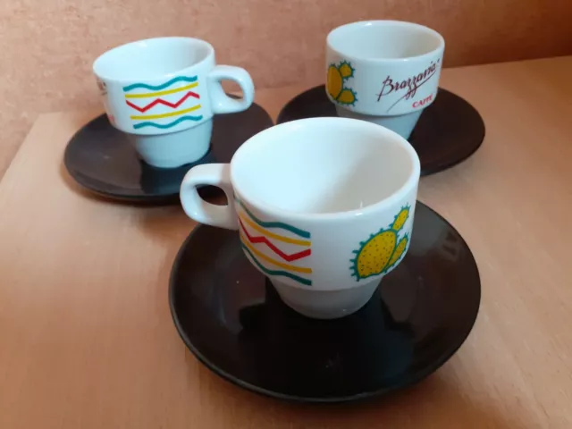 Lot de 3 tasses à café et sous tasses en céramique