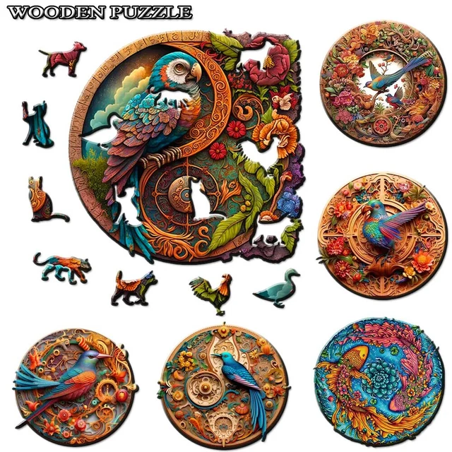 colorful Wooden Animal Jigsaw Puzzles bird gift present for kid children adult