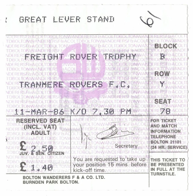Ticket De Foot Historique - Tranmere Rovers Vs Newcastle United, FA Cup 20/02/2000