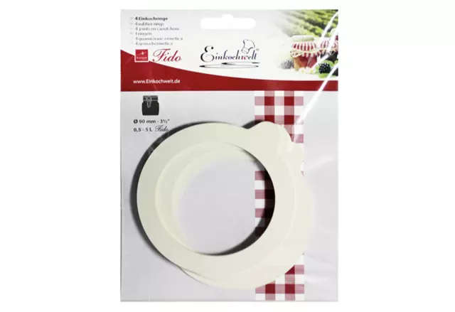DOSEN-ZENTRALE Einkochringe Fido Einkochwelt 90x68x2,5mm 4er Beutel Gummiringe