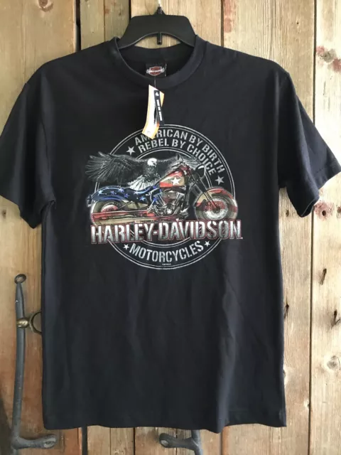 NWT New Harley Davidson American Rebel Mens M Black Basic T-Shirt Eagle Bike USA