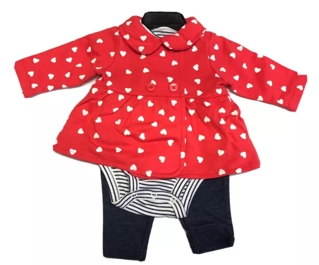 Carters 3 Piece Heart Girls Infant Jacket Set