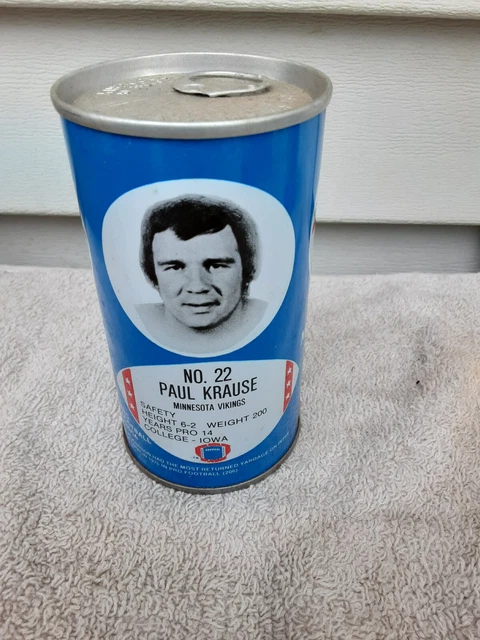 Rc Cola Football Paul Krause  Straight Steel Soda Can Cans Empty Gar